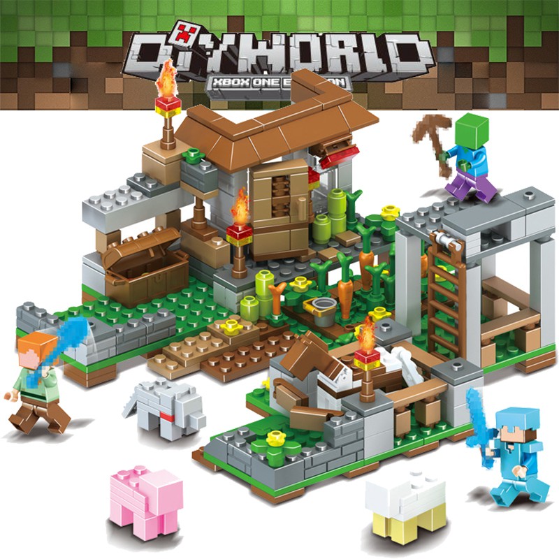 Bộ Đồ Chơi Lắp Ráp Lego Minecraft 4 Trong 1 350+ Mảnh Ghép Cho Bé