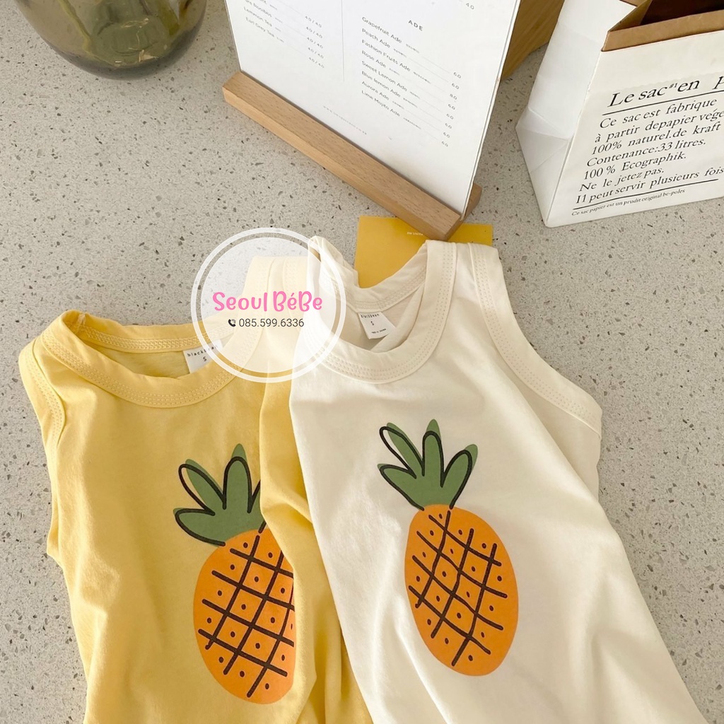 Áo phông hoạ tiết quả dứa phù hợp với mùa hè dành cho bé Blackbean Pineapple made in Korea