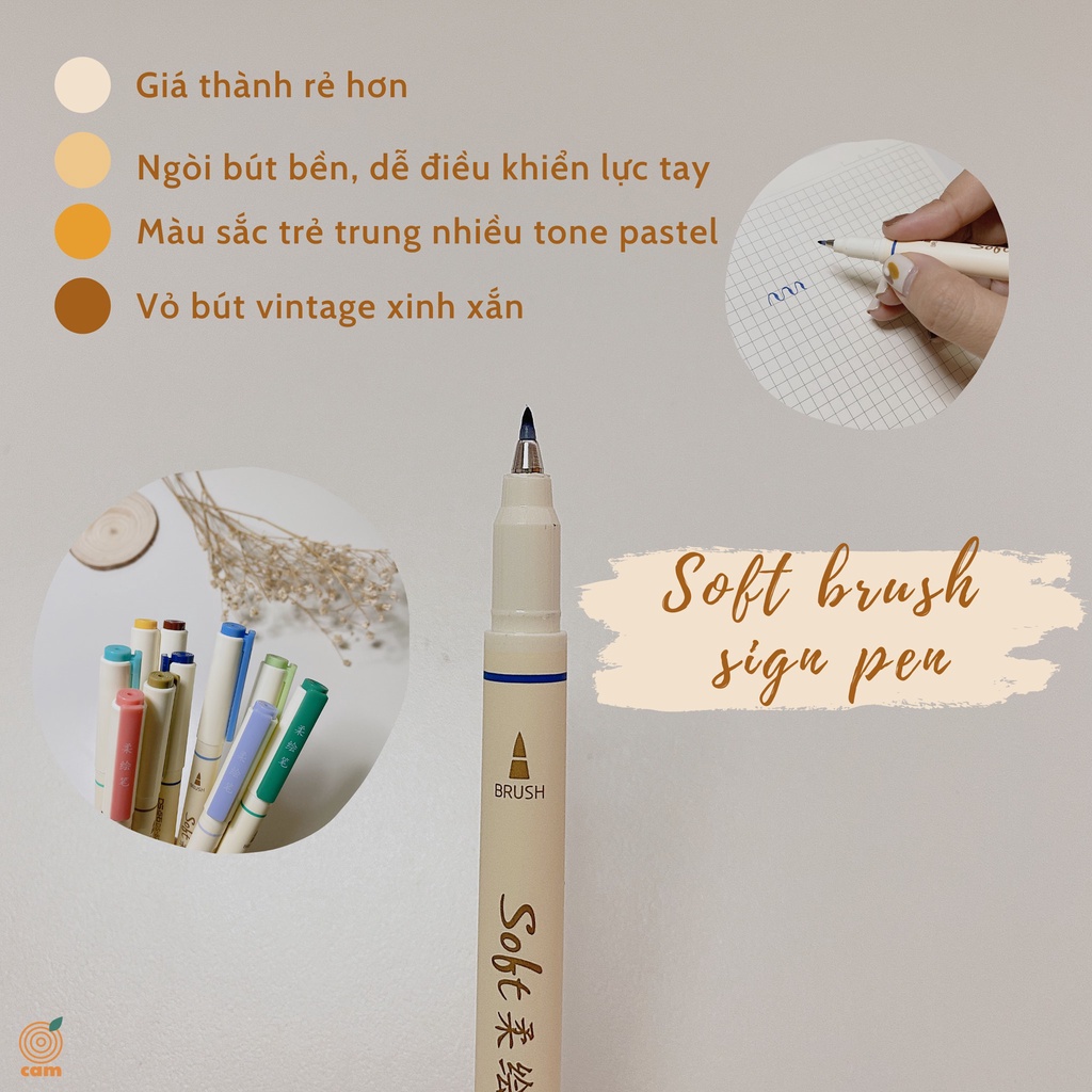 Bộ 12 Màu Bút viết thư pháp Soft Brush Sign Pen Nhà Cam