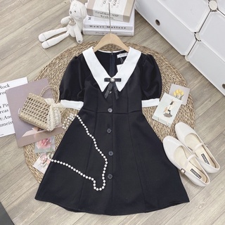 Váy thiết kế nơ đính cúc -kèm ảnh chụp thật tại shop