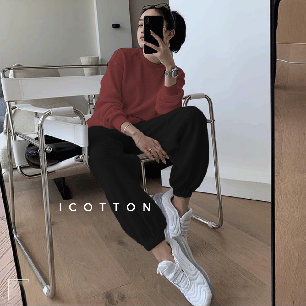 Bộ thu đông ❤️ iCotton ❤️mặc nhà, bộ ngủ len tổ ong cao cấp, dày dặn, mềm mại, thoải mái form rộng rãi