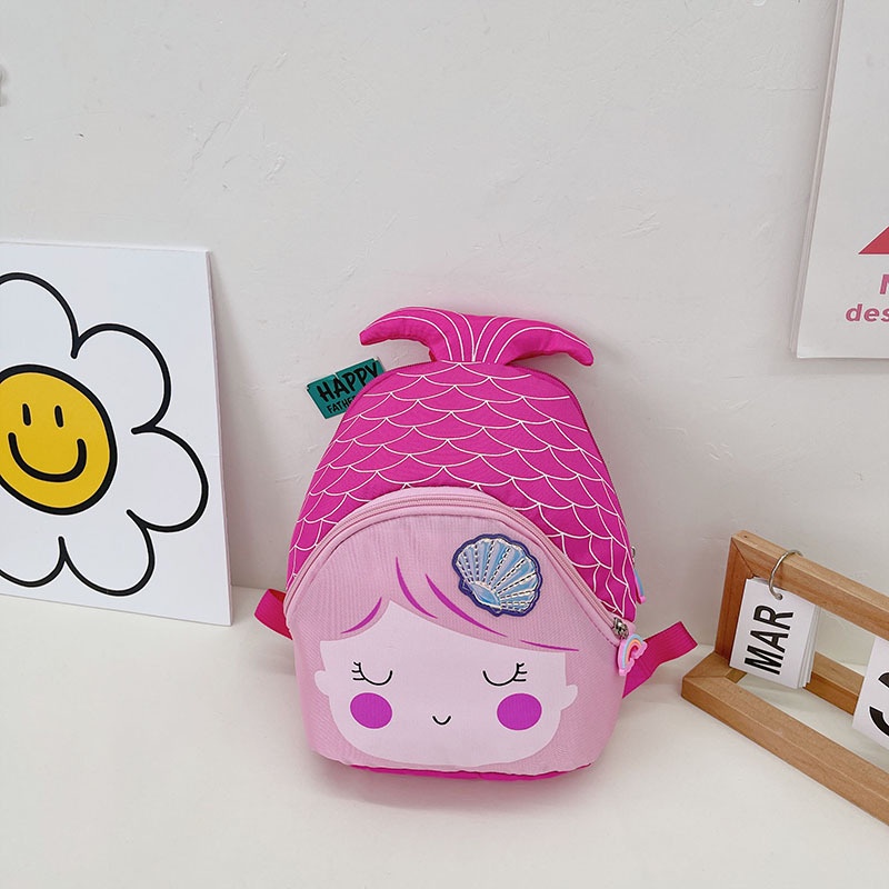 Ba Lô Đi Học Vải Nylon Nhẹ In Hoạt Hình Nàng Tiên Cá Kiểu Hàn Quốc Xinh Xắn Cho Bé Mẫu Giáo