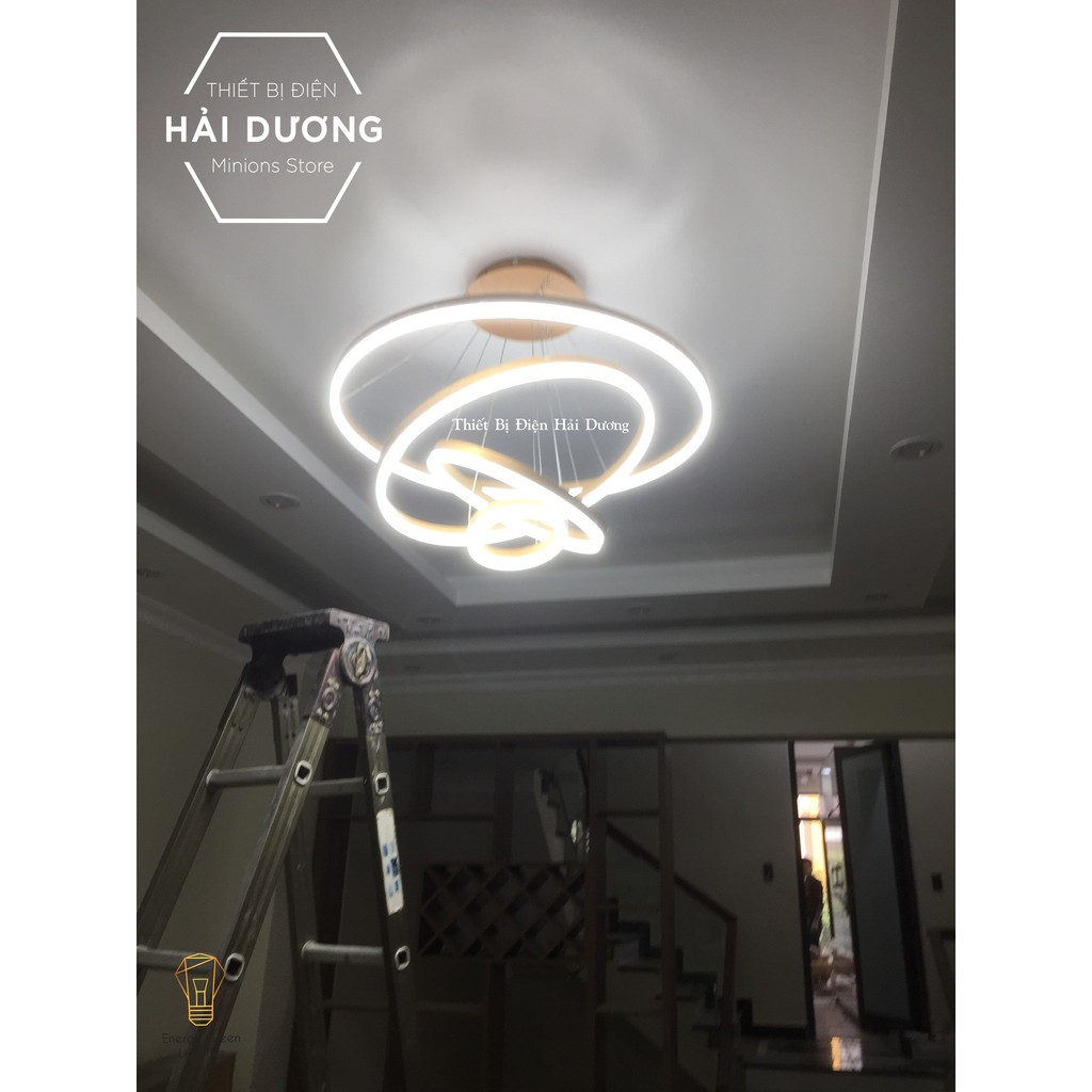 Đèn Thả Trần 4 Vòng Đan Chéo Song Song TBD830 - 3 Chế Độ Ánh Sáng - Tăng Giảm Ánh Sáng - Điều Khiển Từ Xa
