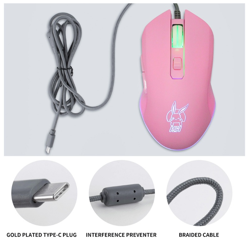 Chuột Chơi Game GODD 2400DPI USB C Có Đèn Nền LED Nền Dành Cho MacBook Chromebook Matebook X