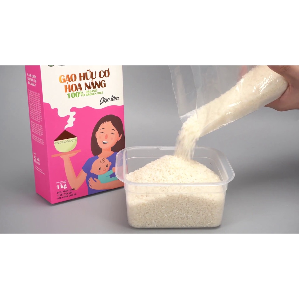 Gạo hữu cơ cho bé ăn dặm / Gạo Hoa Nắng hữu cơ hộp 1kg