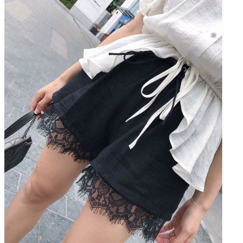 quần short phối ren ống rộng vừa siêu xinh vải mịn đẹp