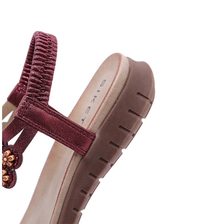 Giày sandal Siketu chất da ánh kim, đế bằng cao 3cm