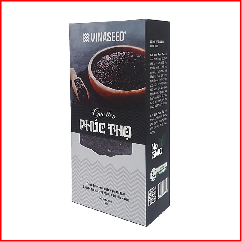 Gạo lứt đen Phúc Thọ chính hãng Vinaseed hút chân không 1kg [Cao cấp]