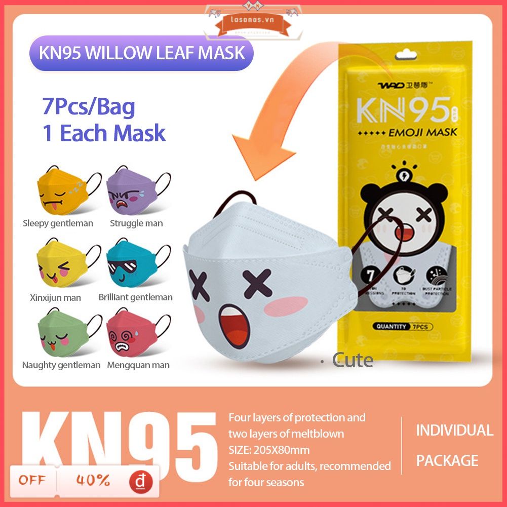 7pcs 3D Mặt Nạ với tâm trạng khác nhau mặt nạ KF94 dùng một lần bảo vệ mặt nạ 4ply KN95 mặt nạ Một Cách Độc Lập đóng gói