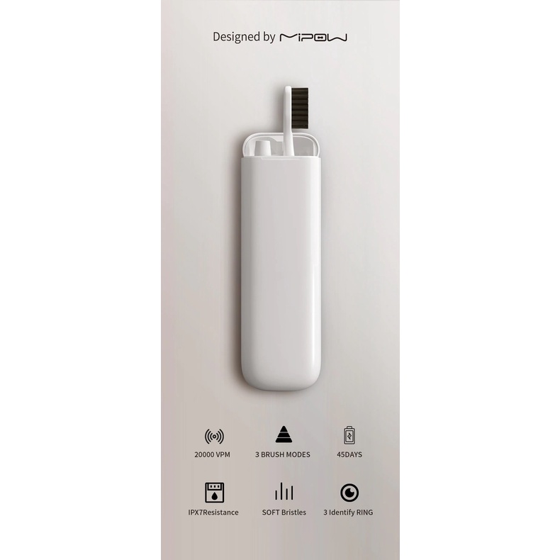 BÀN CHẢI ĐIỆN MỎNG NHẤT THẾ GIỚI MIPOW  I3-PLUS ULTRASONIC TOOTHBRUSH TRAVEL EDITION CI-900-T1