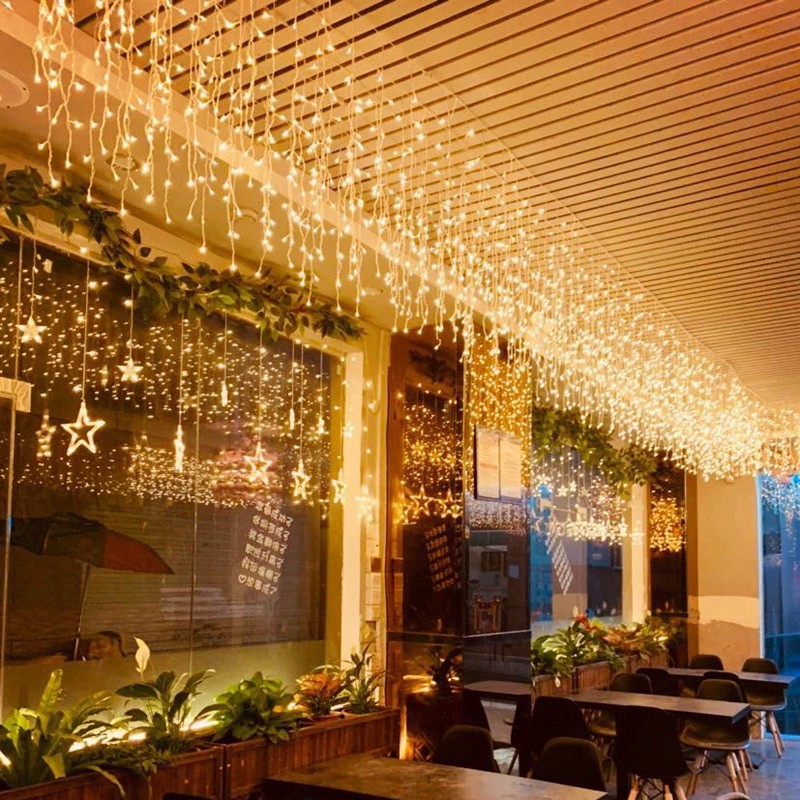 Đèn Thả Trang Trí Cao Cấp 12 60 Sợi - Đèn Nháy Mành Trang Trí Nhà, Đèn Rèm Ban Công, Quán Cafe, Sân Vườn