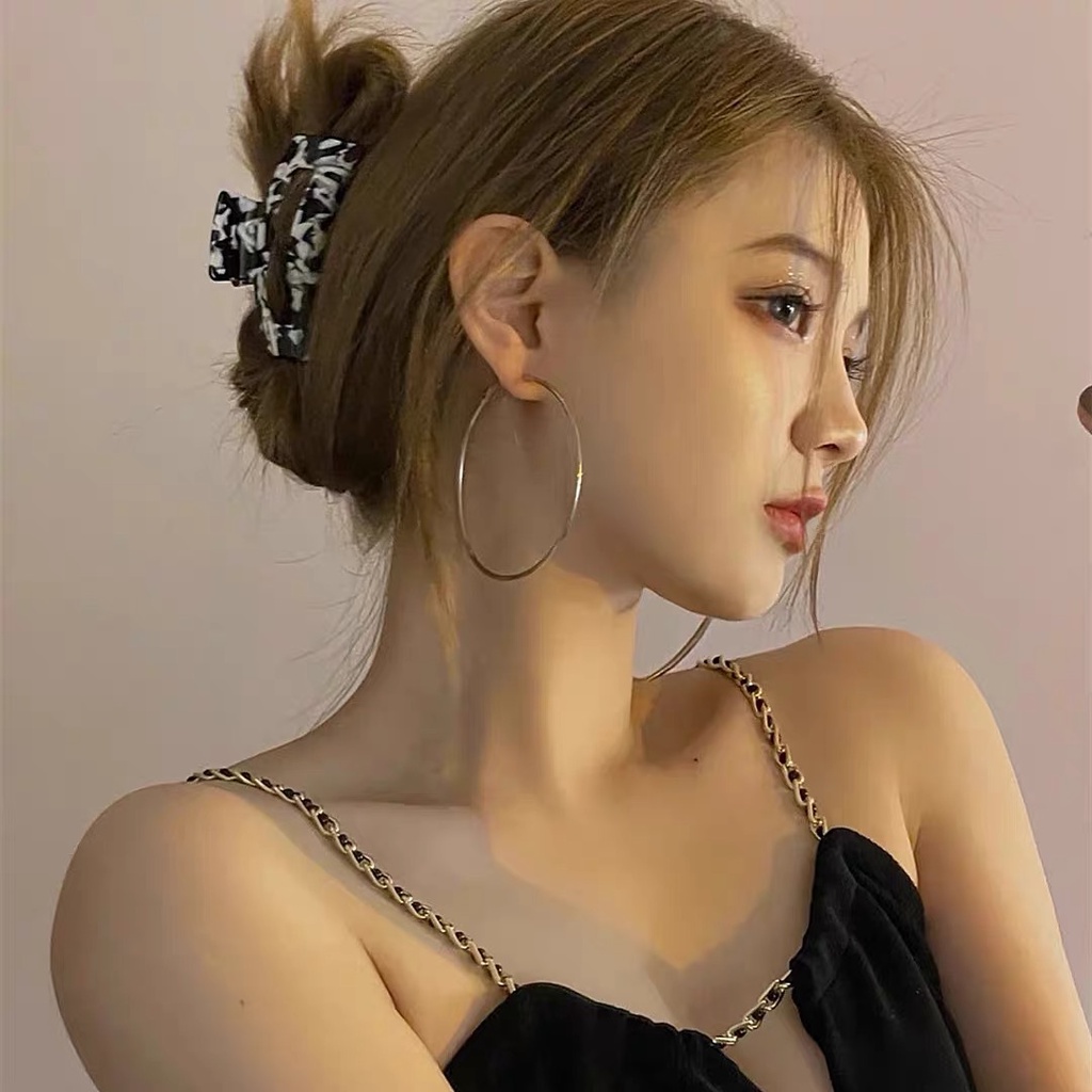 Khuyên tai tròn màu VÀNG 7cm cá tính sang chảnh VA7