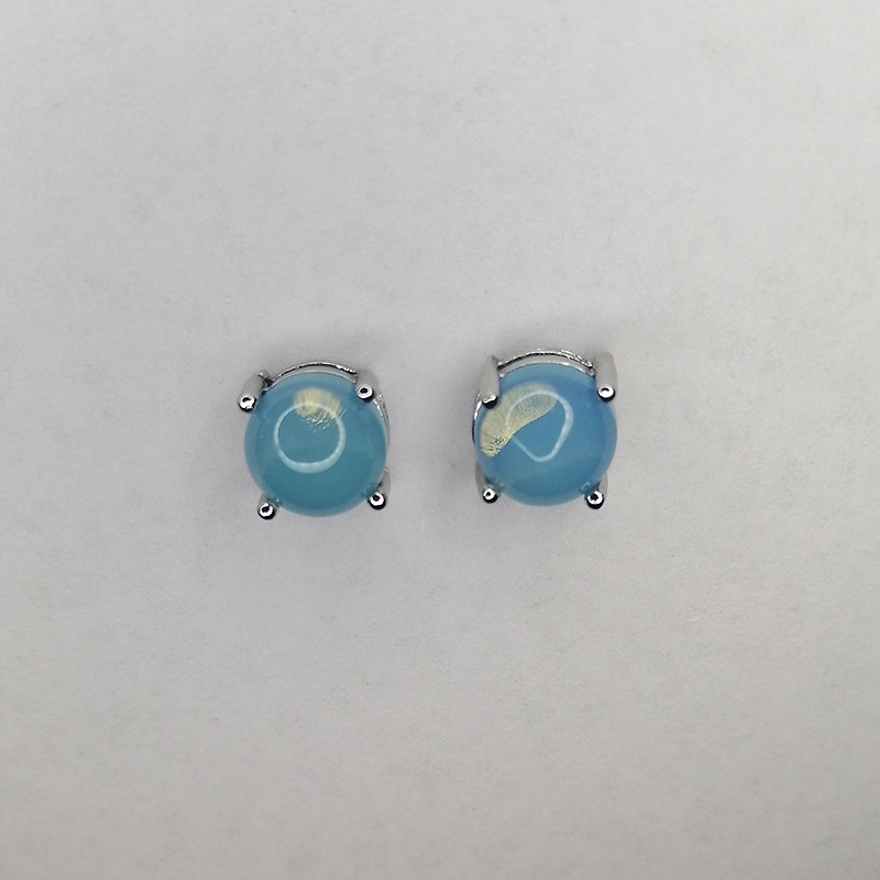Bông Tai Đính Đá Sapphire Đơn Giản Phong Cách Retro