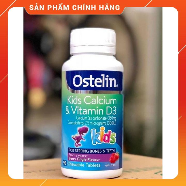 Canxi Ostelin Úc Kẹo Khủng Long 🔥𝐍𝐄𝐖🔥 90 viên cho bé từ 2 tuổi Xuất xứ Úc