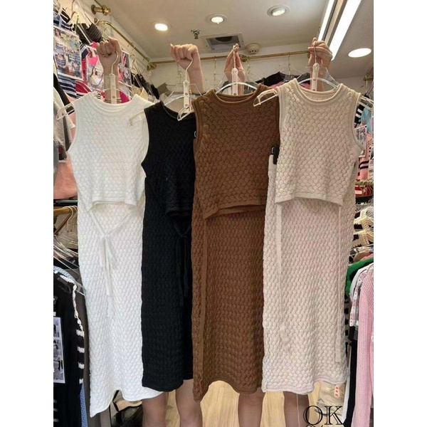 Set áo len croptop mix chân váy len maxi bút chì len xốp chuẩn Qc loại 1