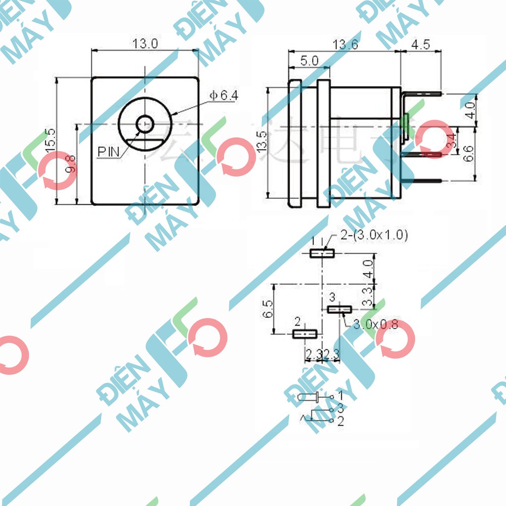 DMF5 Giắc Jack cái DC mã DC-015 5.5x2.1mm dễ độ chế