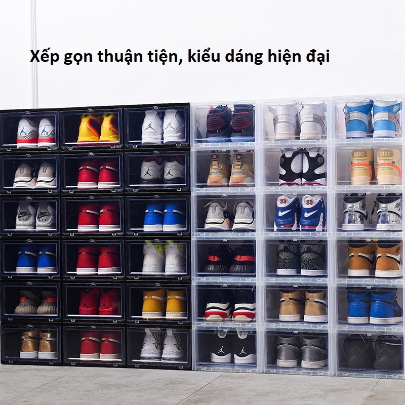 Hộp đựng giày LẮP GHÉP hộp để giày nhựa cứng trong suốt thông minh lắp ghép Việt Nhật size lớn Sneaker Box