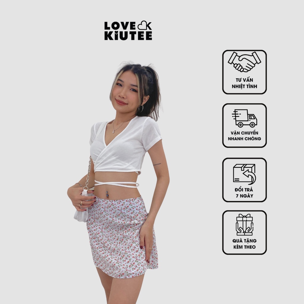 Chân váy voan hoa chữ A 2 lớp mềm mịn có size dành cho bạn gái LOVEKIUTEE