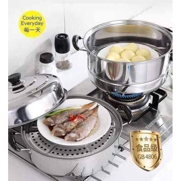 NỒI HẤP 3 TẦNG INOX 28cm .