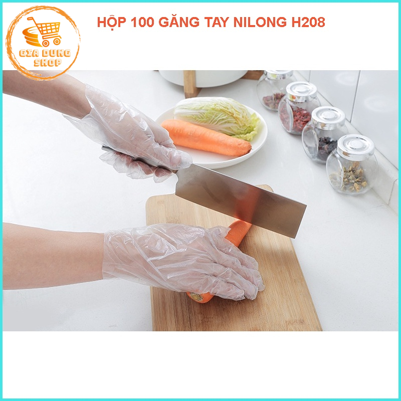 Găng Tay Nấu Ăn Hộp 100 Cái Bao Tay Dùng 1 Lần H208 Siêu Dai Siêu Tiện Dụng