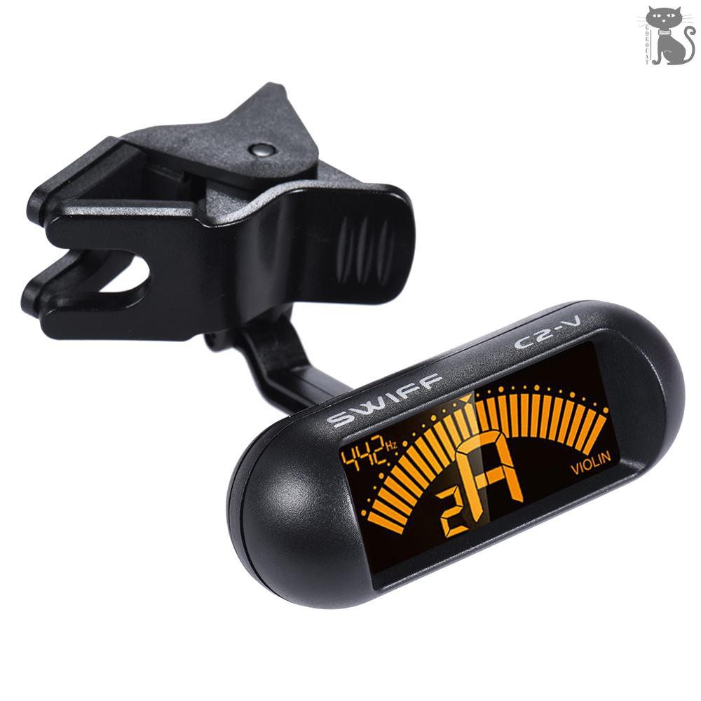 COD☆ Clip-on Digital Electronic Chromatic Violin Tuner LCD Display 360° Rotating