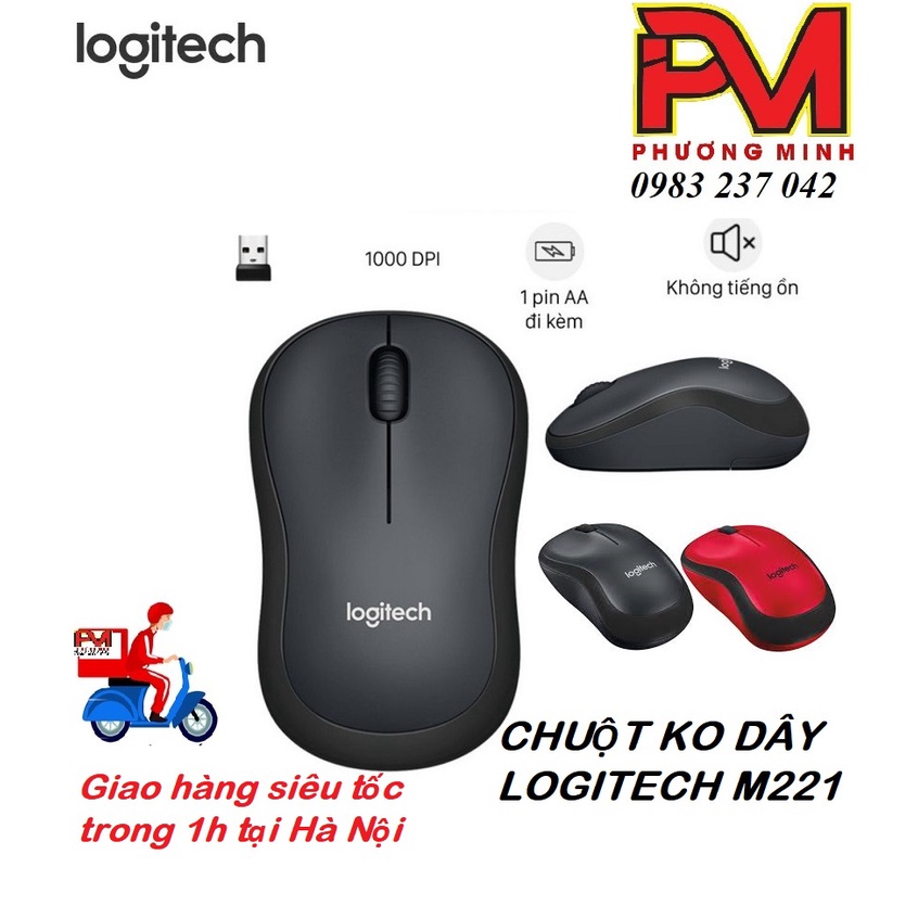 Chuột Không Dây Logitech M221 Silent (click không tiếng ồn ) - Hàng Chính Hãng