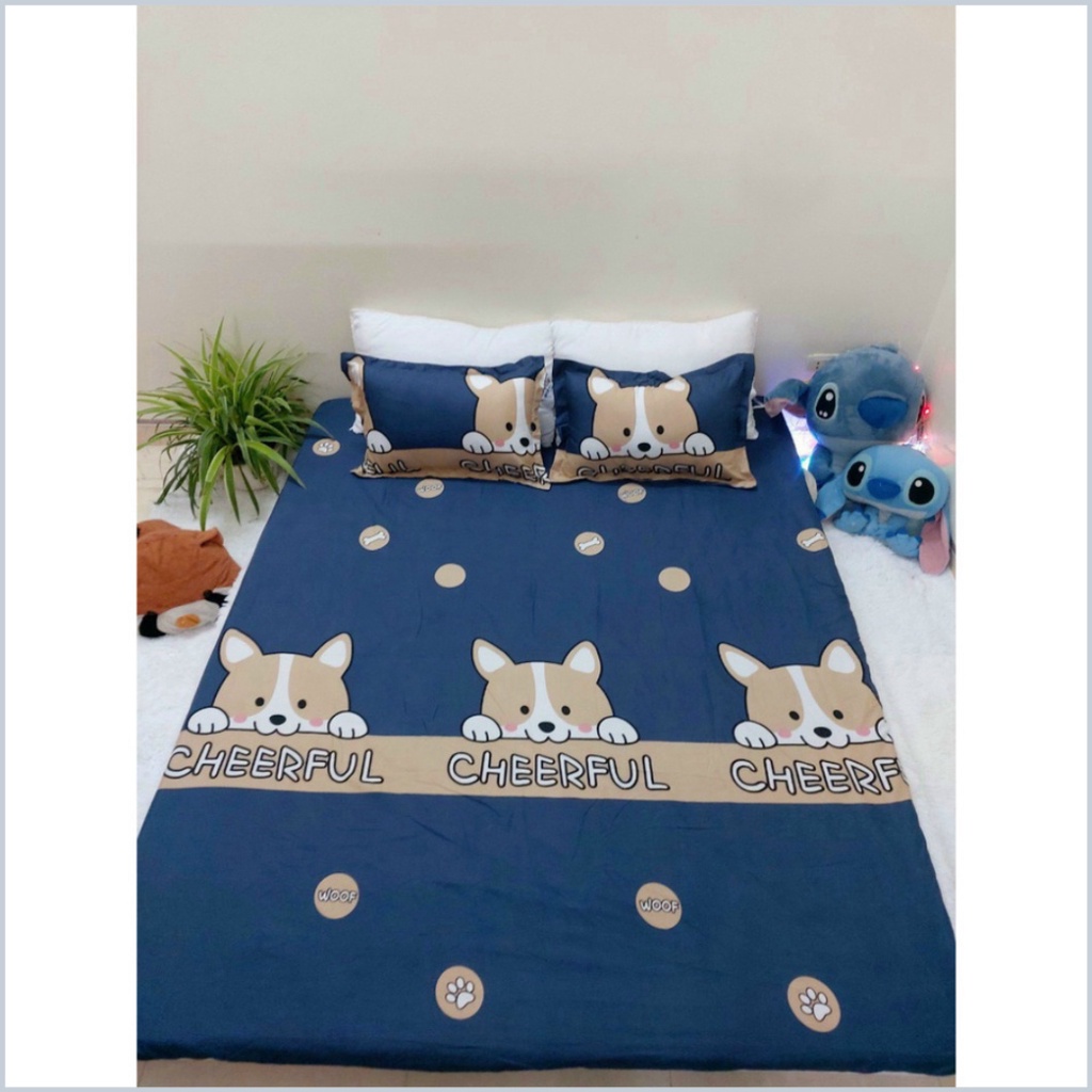 Ga + Gối poly sét 3 món poly cotton không xù không phai màu - Sét 3 món ga bo chun + 2 vỏ gối Ấm Êm Decor - Dứa Official | BigBuy360 - bigbuy360.vn