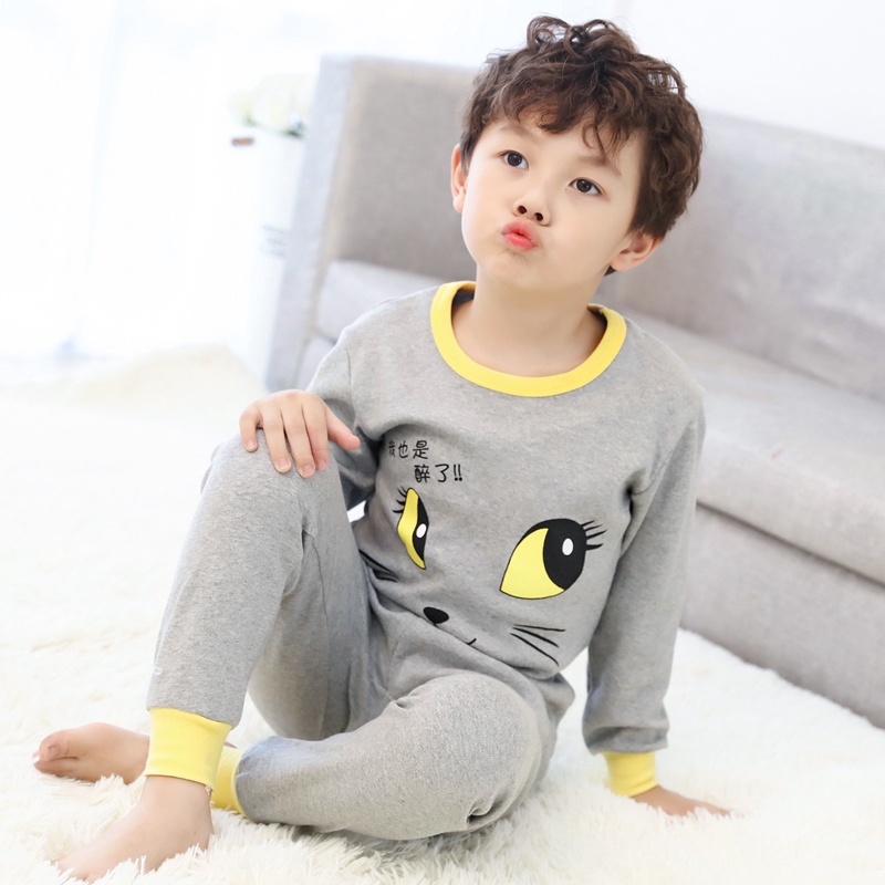 Bộ đồ ngủ 2 món 100% cotton in hình thỏ/mèo dễ thương cho bé