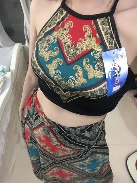 Set bikini 3 chi tiết hoa văn thổ cẩm sang chảnh 8030