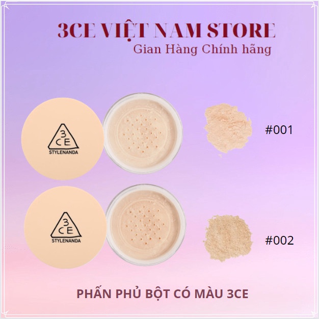 PHẤN PHỦ BỘT 3CE STYLENANDA NATURAL FINISH LOOSE POWDER- HỘP VÀNG- CÓ MÀU-(001+002)