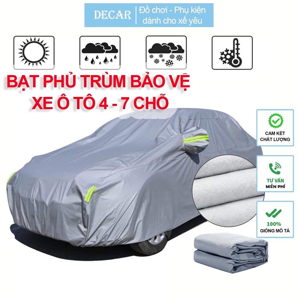 Bạt che ô tô 3 lớp thông minh cao cấp , bạt phủ trùm xe hơi 4-7 chỗ chống nước, chống xước xe hơi,xe ôtô 4 chỗ đến 7 chỗ