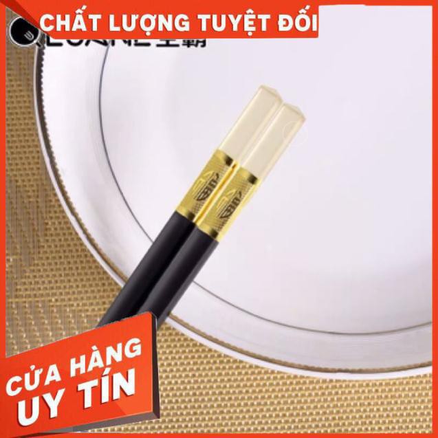 Hộp 10 Đôi Đũa Hợp Kim Mạ Vàng Hổ Phách 27CM Cao Cấp Xuất Hàn - K54