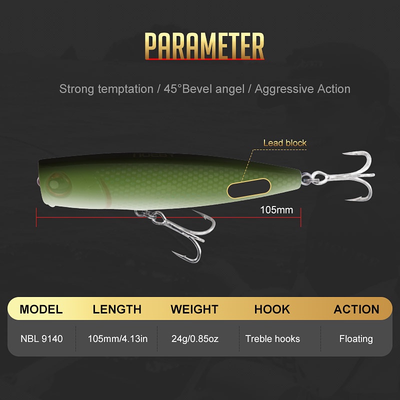 Mồi câu cá giả cứng 105mm 24g NBL9140