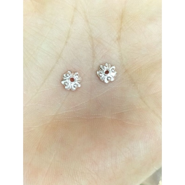 Charm ốp hoa bạc 925 chặn hạt size 6li bảo hành vĩnh viễn