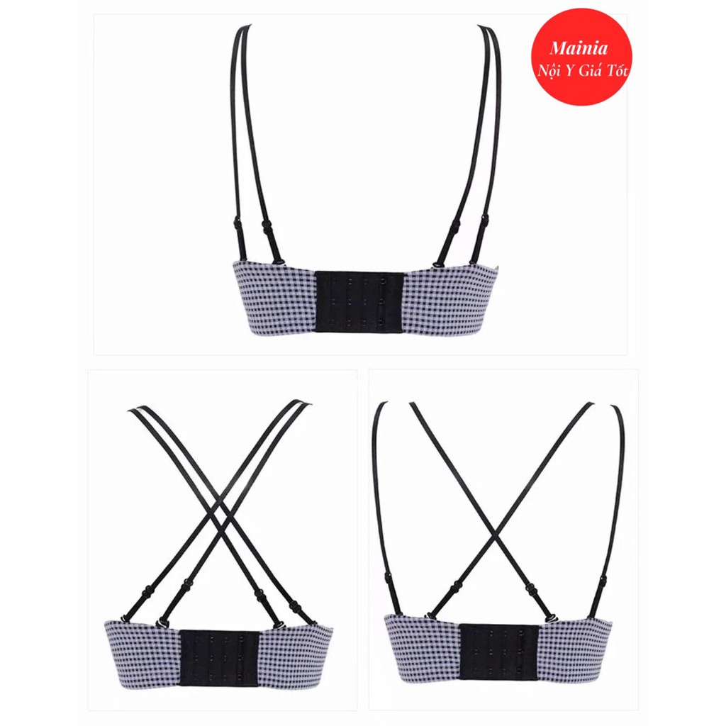 Áo Lót Nhún Nơ Hoạ Tiết Kẻ Caro Không Gọng Nâng Ngực Áo Ngực Nữ Teen Dễ Thương Thanh Lịch Cao Cấp Mainia Shop