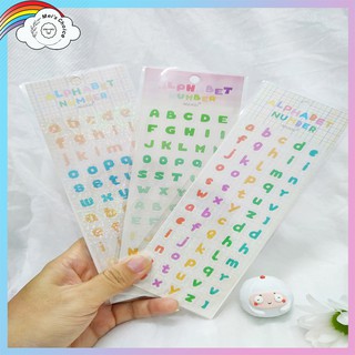 Sticker bảng chữ cái và số lấp lánh bling bling dùng trang trí