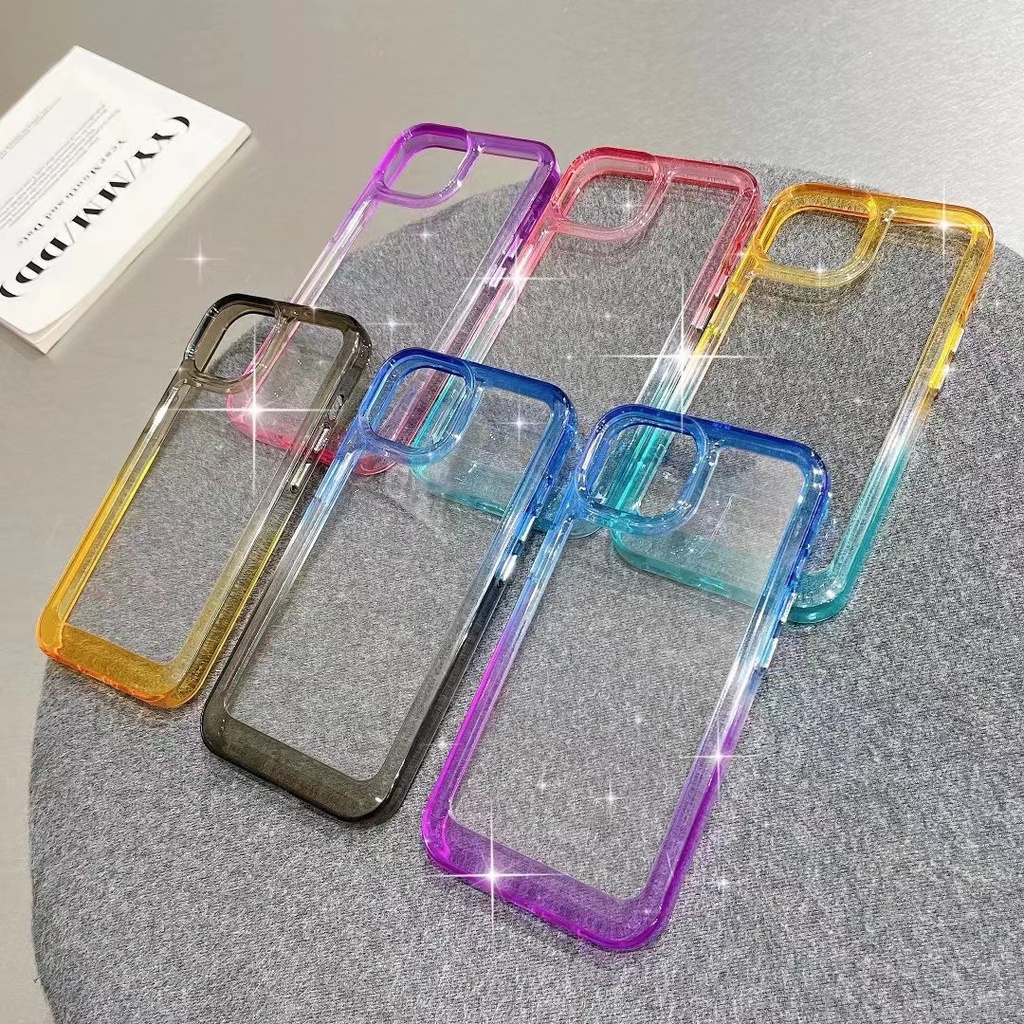 Ốp Điện Thoại acrylic Trong Suốt Chống Sốc Màu Gradient Cho iphone 11 pro max 12 13 pro max X / Xs max XR