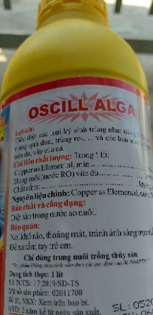 OSCILL ALGA- diệt ngoại ký sinh trùng, diệt nhanh trùng bánh xe, trùng quả dưa và xử lý hiệu quả đốm son trên cá