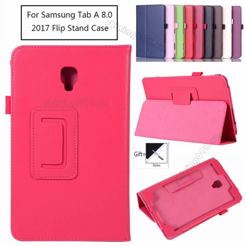 Bao da PU máy tính bảng nắp lật họa tiết vỏ quả vải có giá đỡ gấp được cho Samsung Galaxy Tab A 8.0 2017 SM-T380 T385