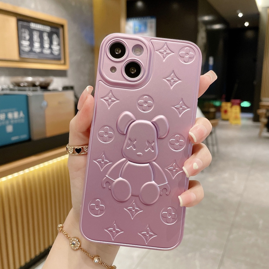 Ốp Điện Thoại Mềm Mạ Hình Gấu 3D Cho 13 Pro Max 12 11 Pro Max X XR 8 7 Plus
