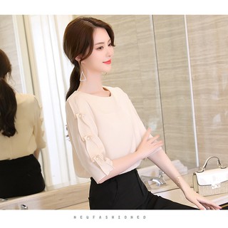 Áo kiểu công sở nhún bèo cao cấp L07-221