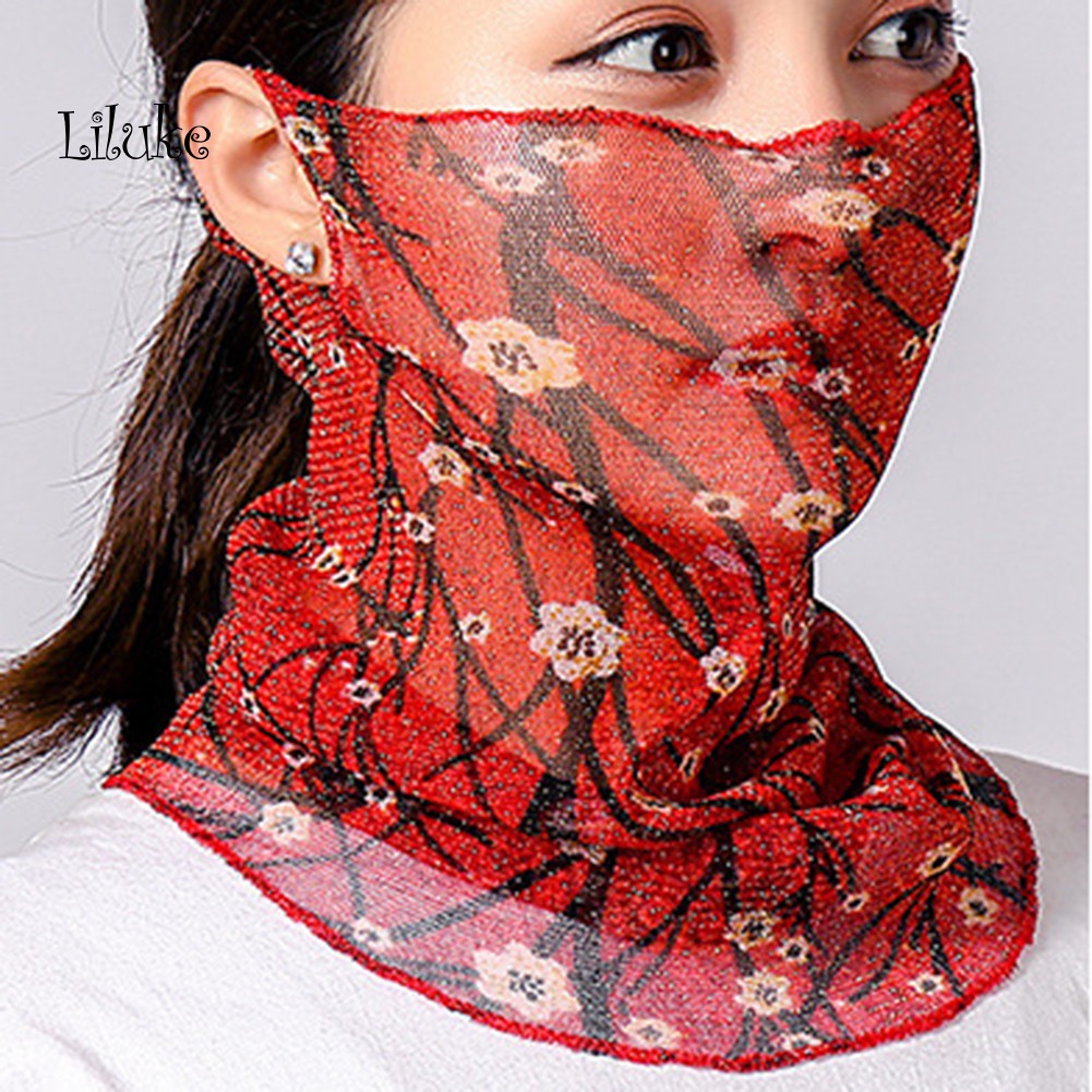 Khăn Choàng Cổ Mềm Mại Chống Tia UV In Họa Tiết Hoa Lá Xinh Xắn