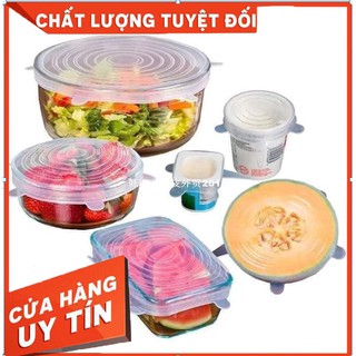 Bộ 6 miếng màng bọc thực phẩm silicon siêu tiện lợi,siêu bền,đảm bảo an toàn sức khỏe.