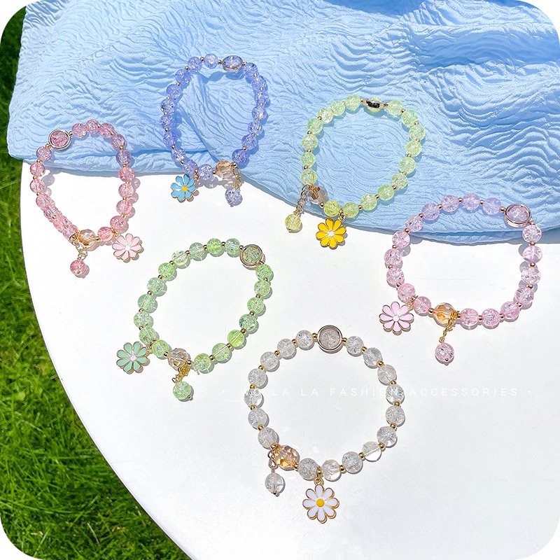 Vòng đeo tay đính hạt pha lê đơn giản thời trang hàn quốc