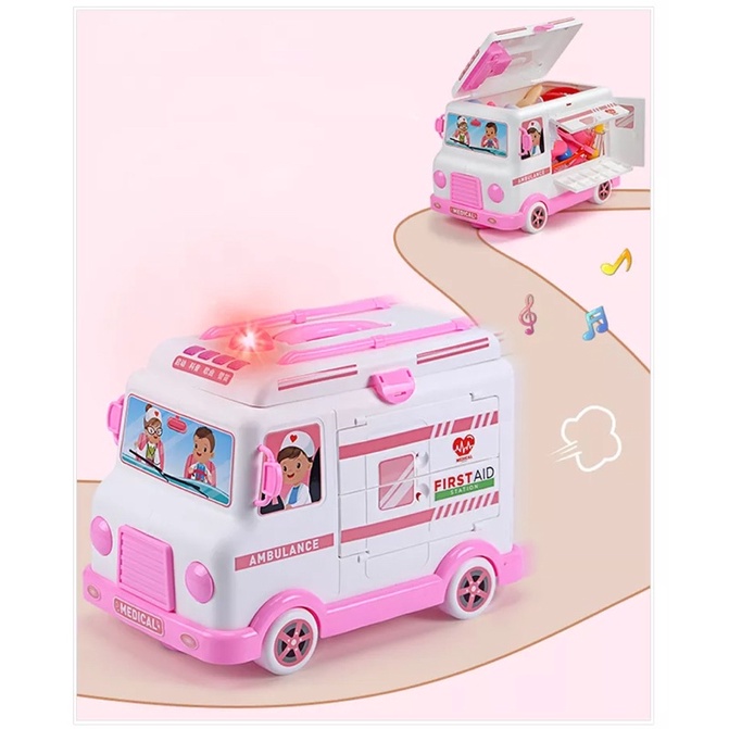 Xe cấp cứu có dùng pin kèm 30 món đồ chơi khám bác sĩ H325A