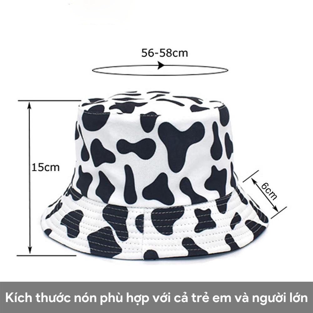 Mũ bucket bò sữa ❤️ Nón vành tròn hoạ tiết trắng đen phong cách Ulzzang form unisex nam nữ