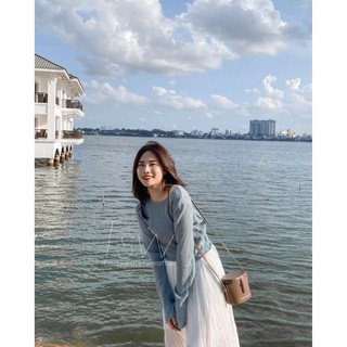 Áo croptop dài tay len tơ mỏng