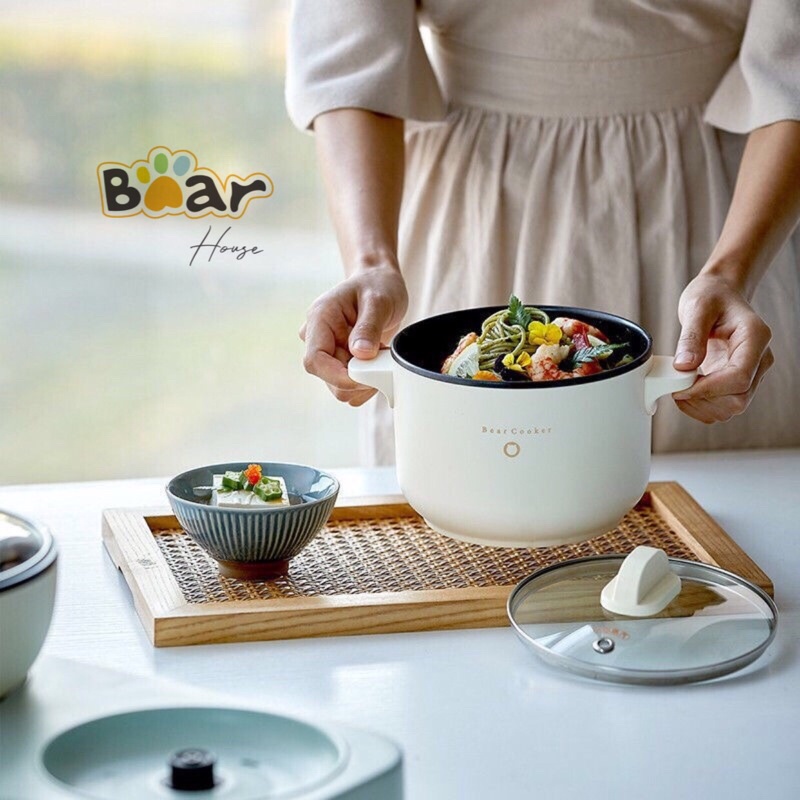 Nồi điện đa năng mini chống dính bear bao gồm bếp điện và chảo điện E12J1 BẾP NHÀ BEAR