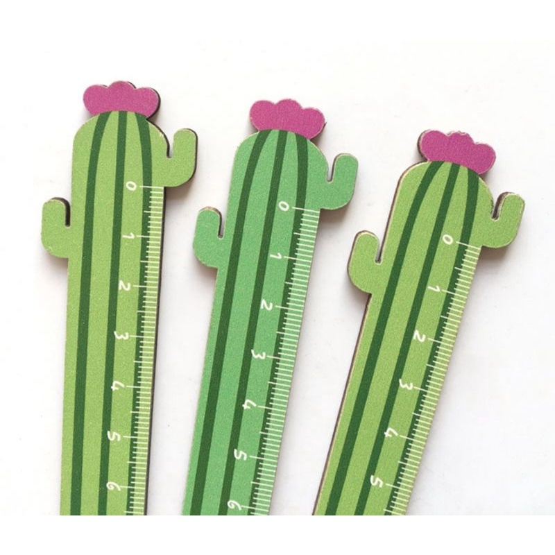 Thước kẻ gỗ hình cây xương rồng cute 15cm