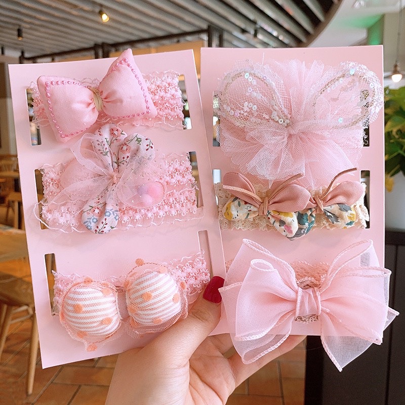 SET 3 CHIẾC TURBAN TÓC SIÊU XINH KÈM HỘP ĐỰNG XỊN SÒ CHO BÉ GÁI